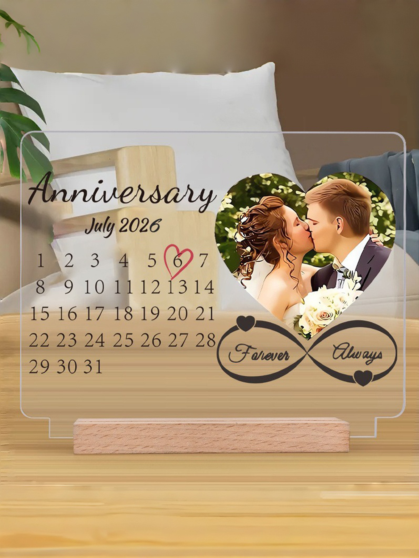 Custom Anniversary Photo Acrylic Calendar Stand